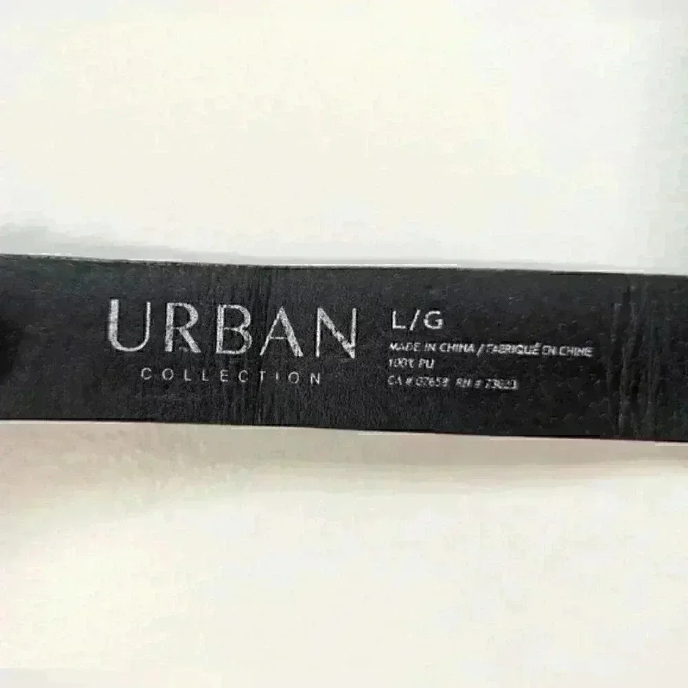 Urban Collection Black Faux Leather Belt with Silver Hardware